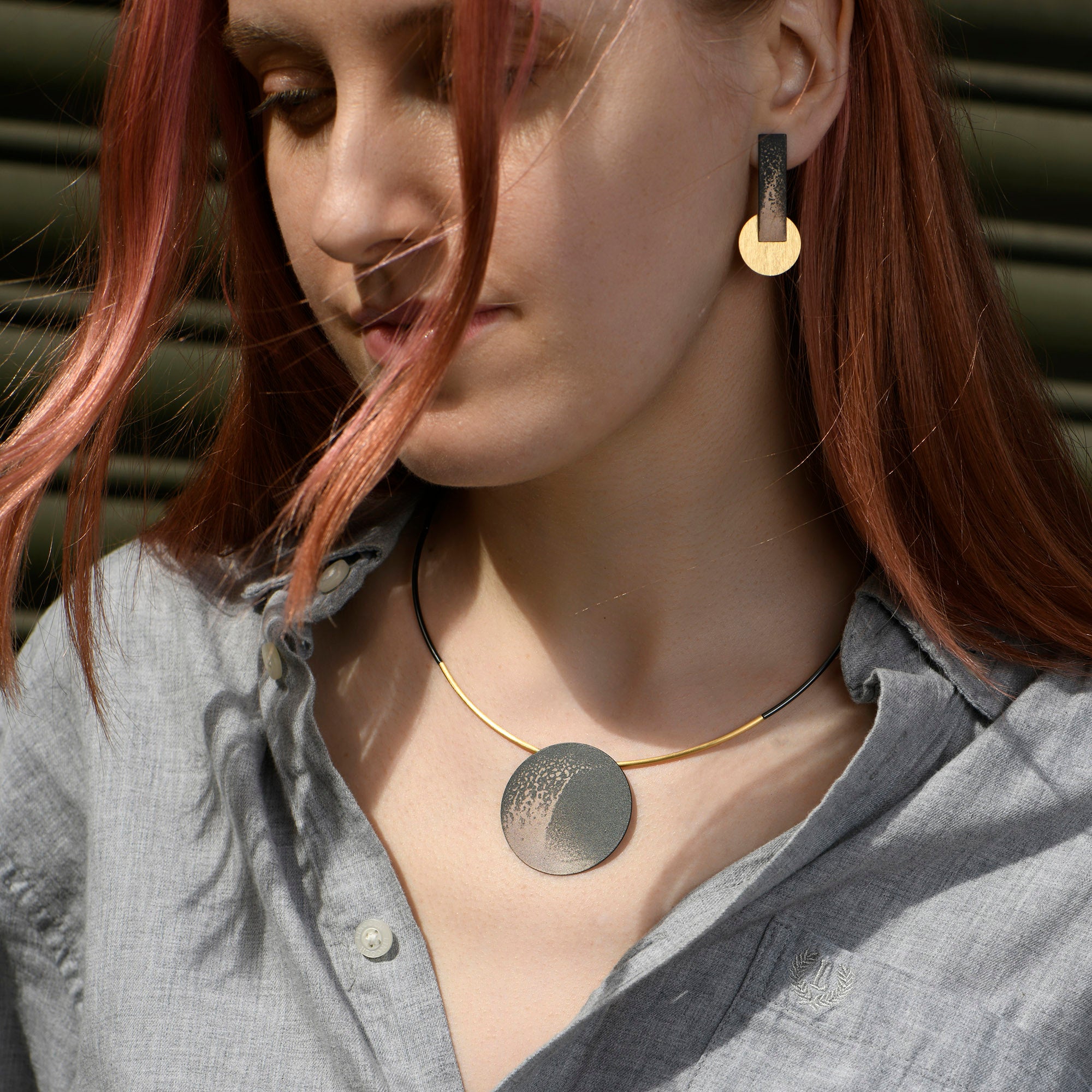 Organic Oxidised Silver and Gold Necklace