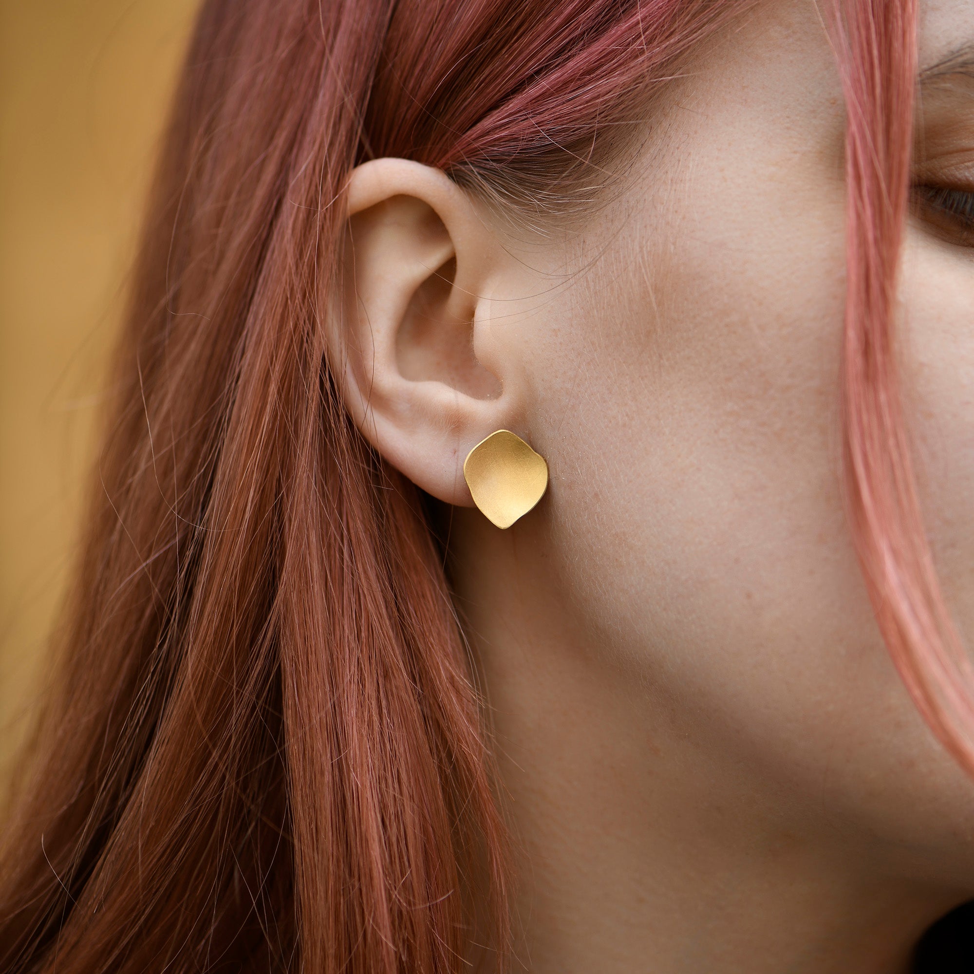 Gold Fragment Petal Stud Earrings