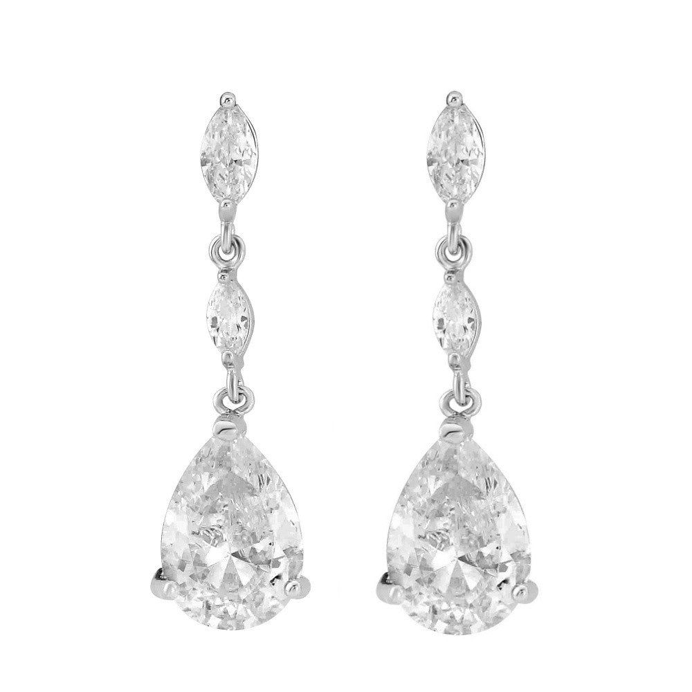 'Hardley' Cubic Zirconia Classic Drop Earrings wedding bridal