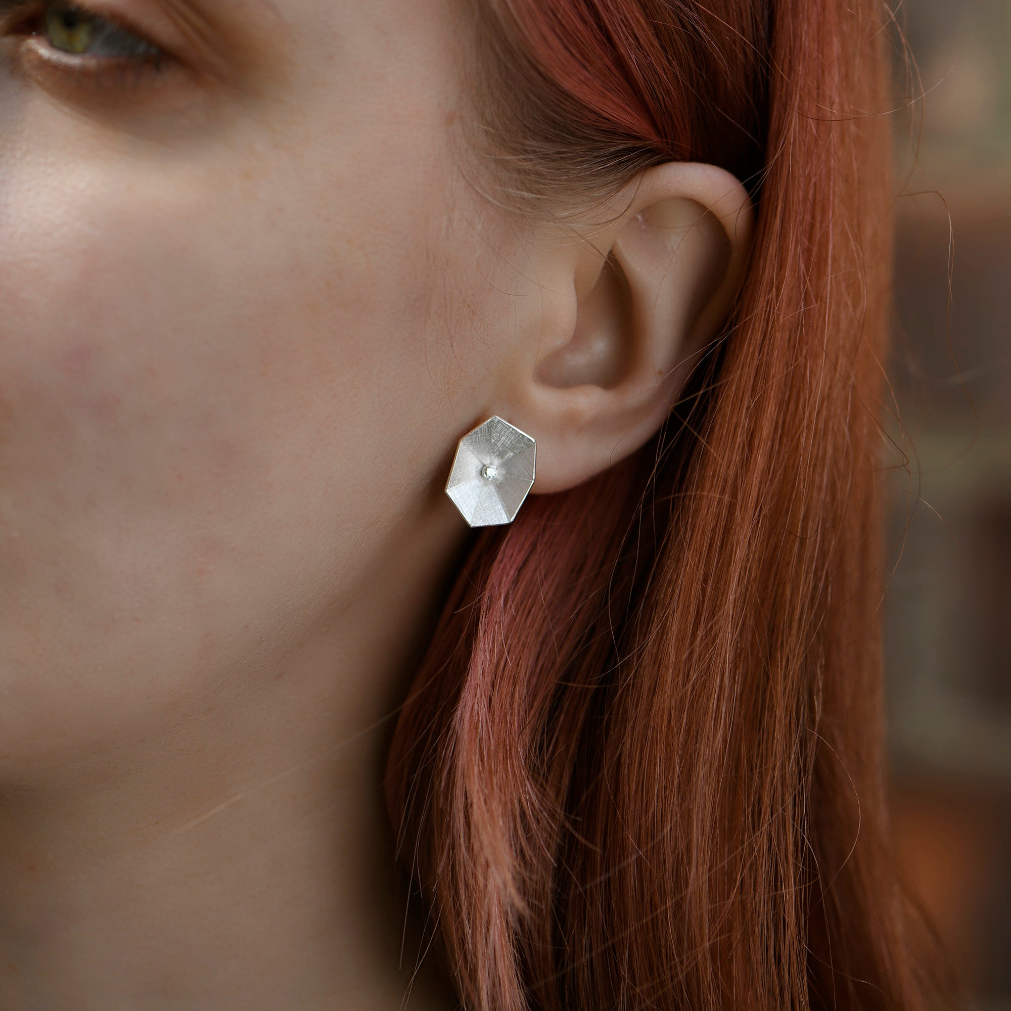Geometric Open Flower Stud Earrings