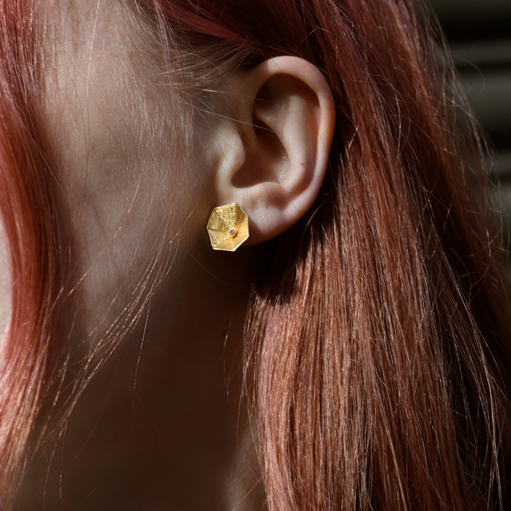 Geometric Open Flower Stud Earrings