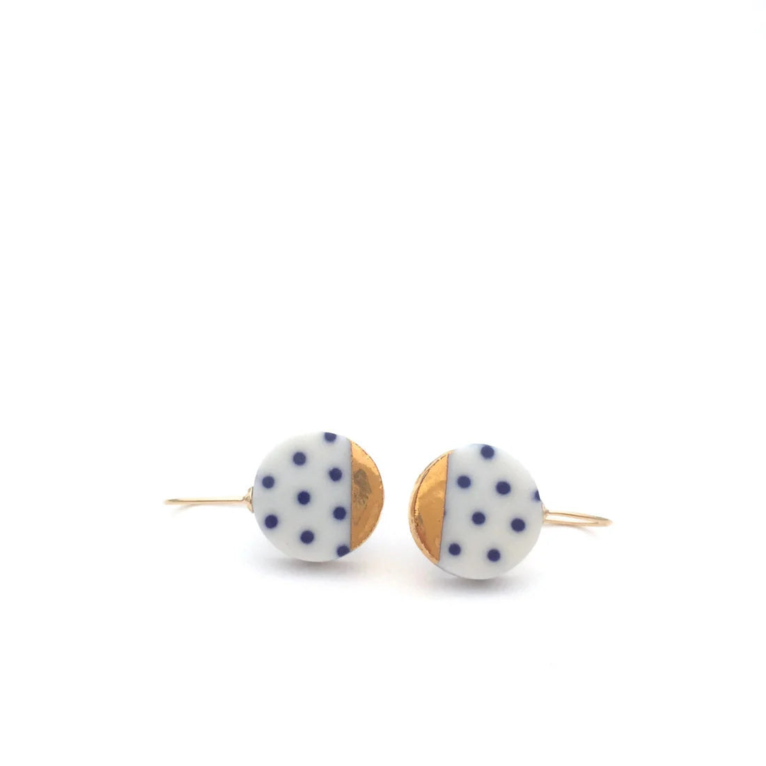 Blue Polka Dot Porcelain Earrings