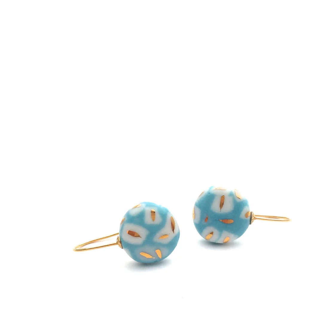 Turquoise Confetti Porcelain Earrings with Subtle 24k Gold Accents