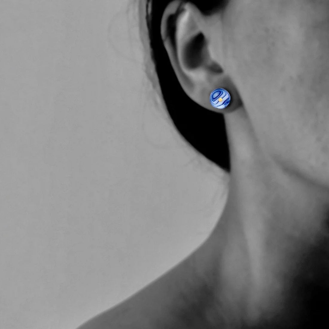 Blue Porcelain Stud Earrings