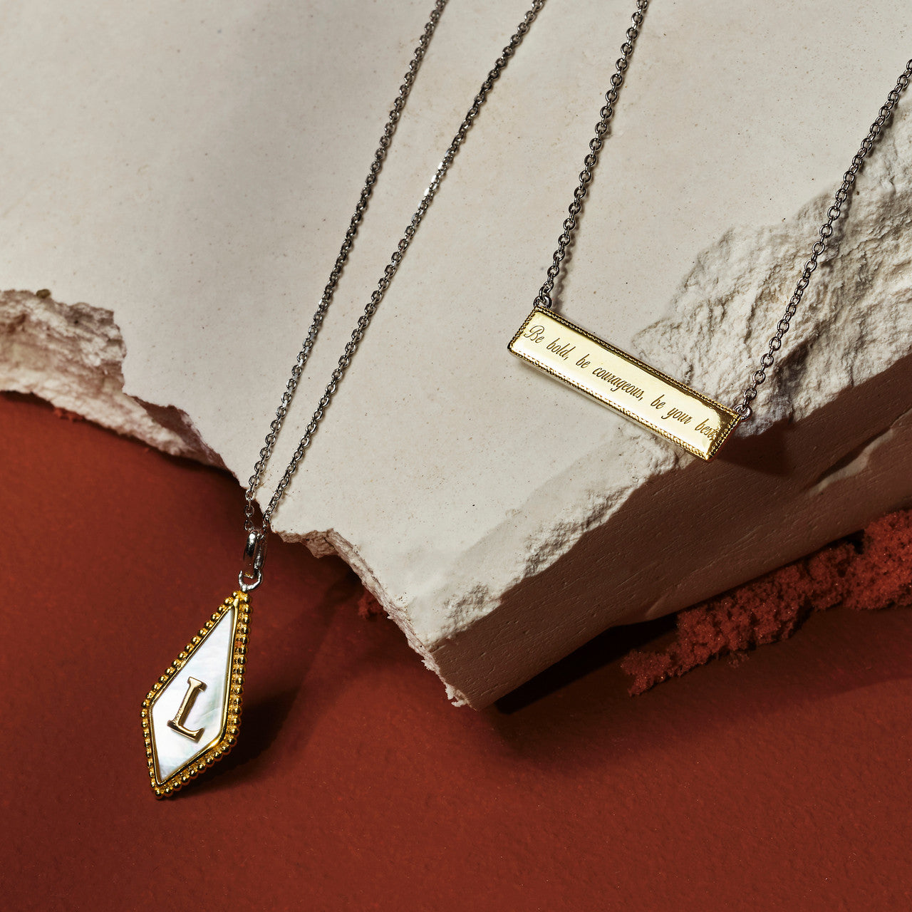 Facade of Balance Reversible Silver Necklace Facade of Balance Reversible Silver Necklace Janus script engraved