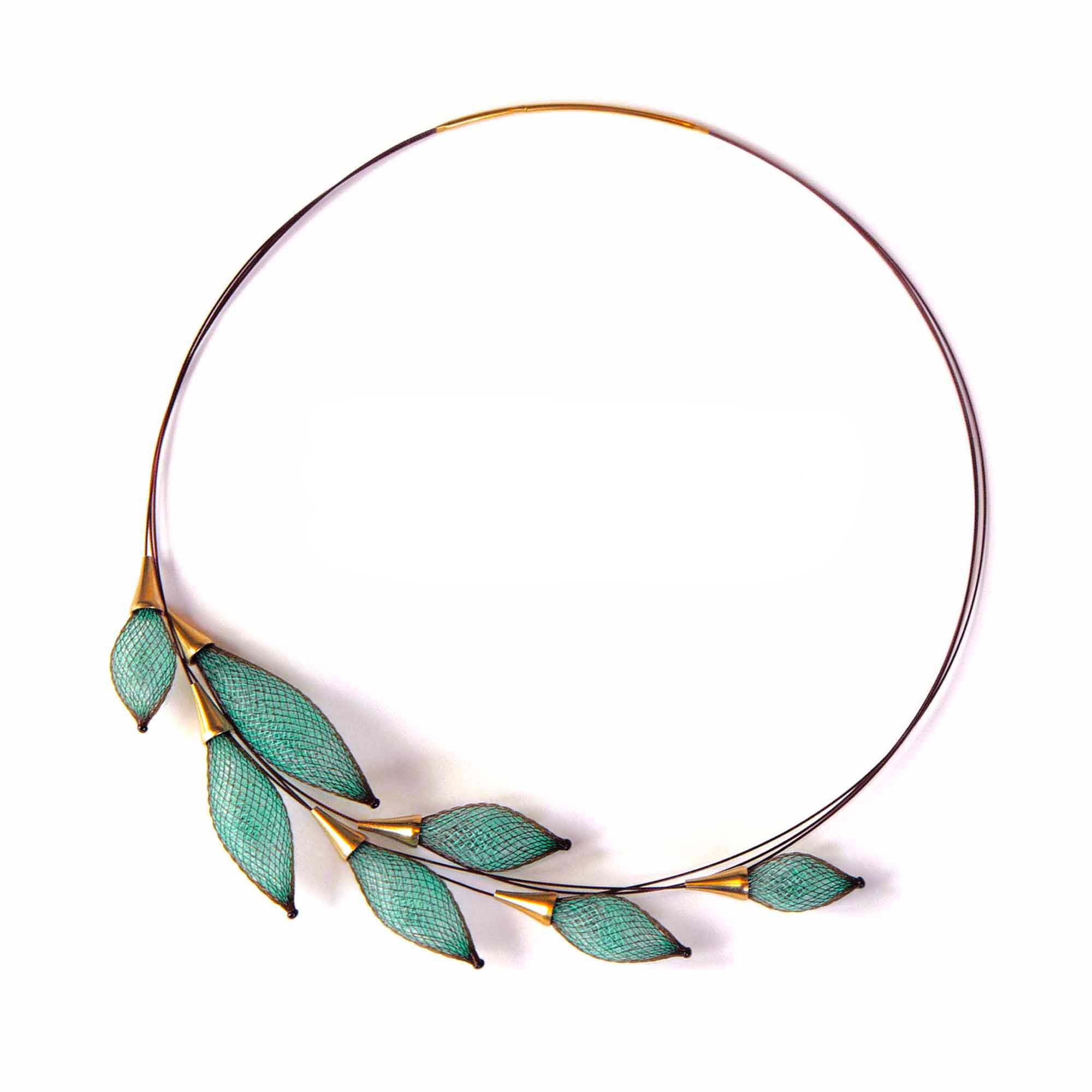 Gold, Green & Brown Epineux Full Leaves Choker Necklace