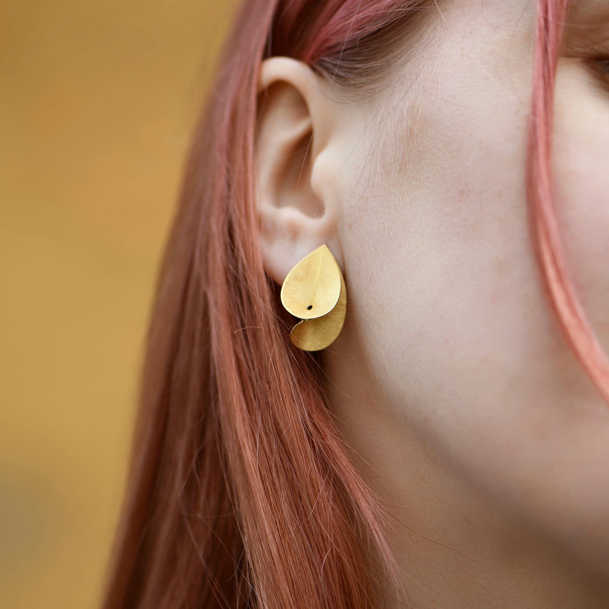 Layered Leaf Geometric Earrings