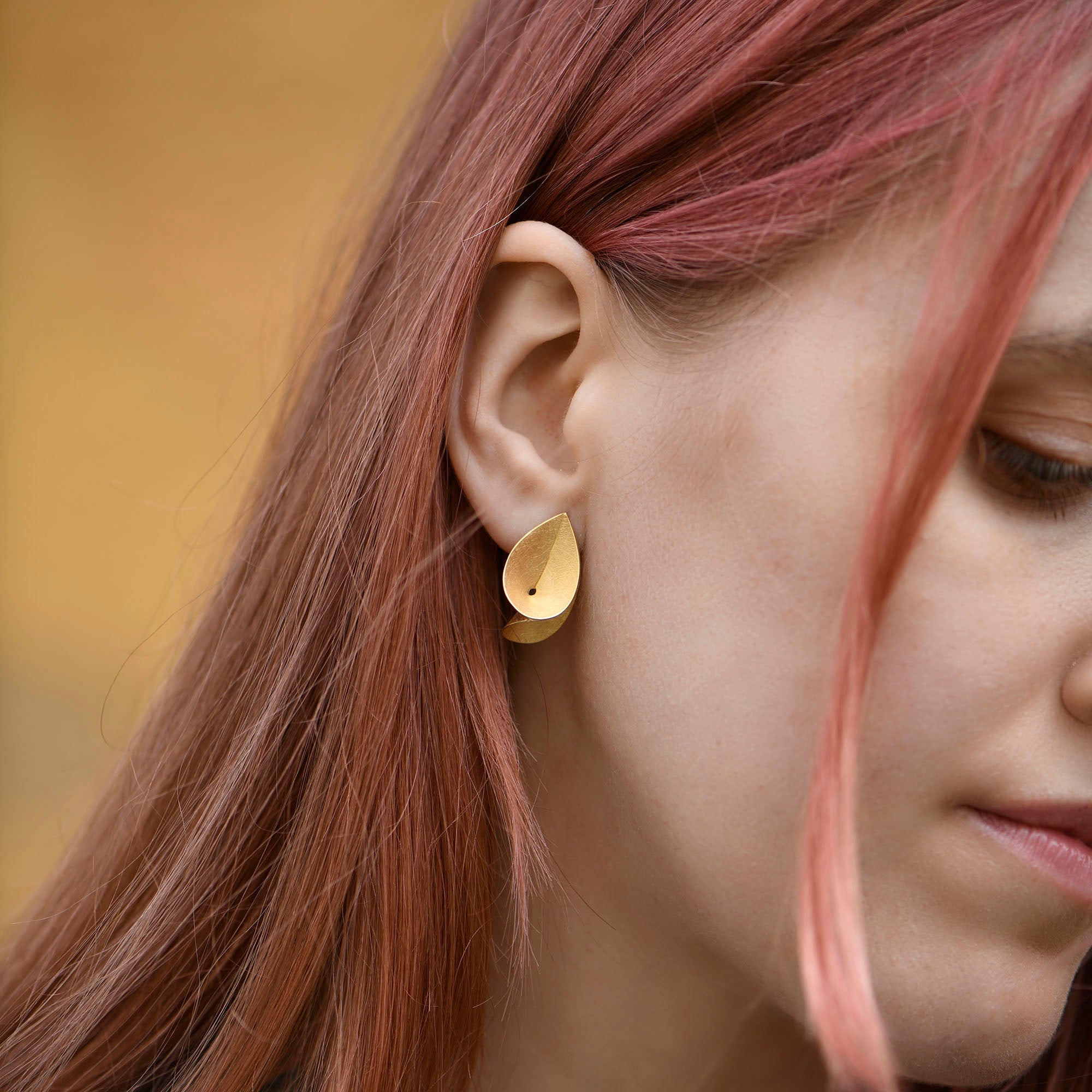 Layered Leaf Geometric Earrings