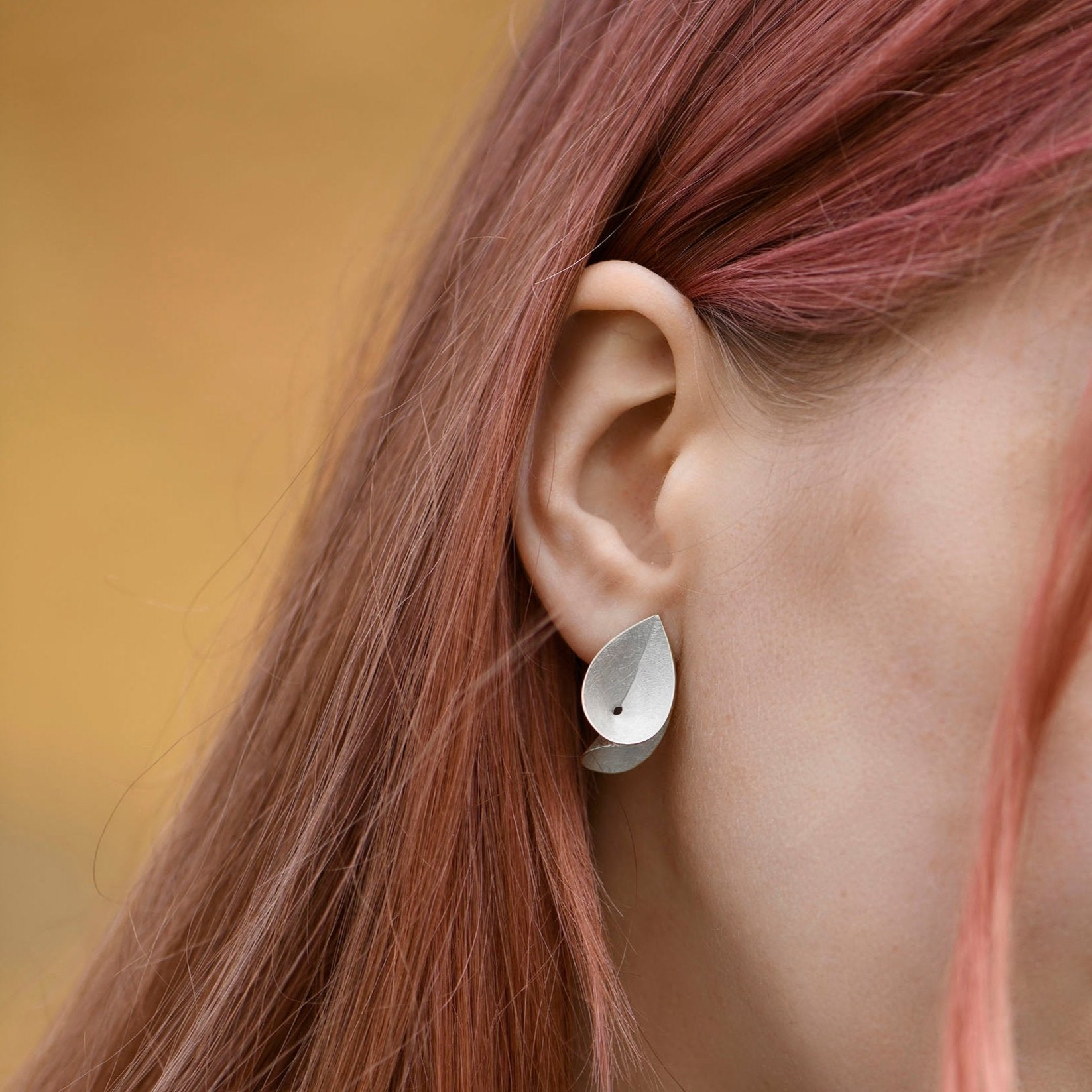 Layered Leaf Geometric Earrings