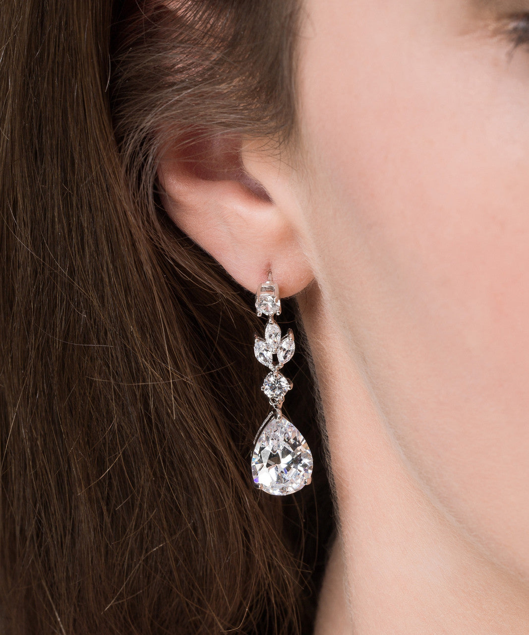 'Agnes' Statement Leafy wedding bridal Teardrop Earrings