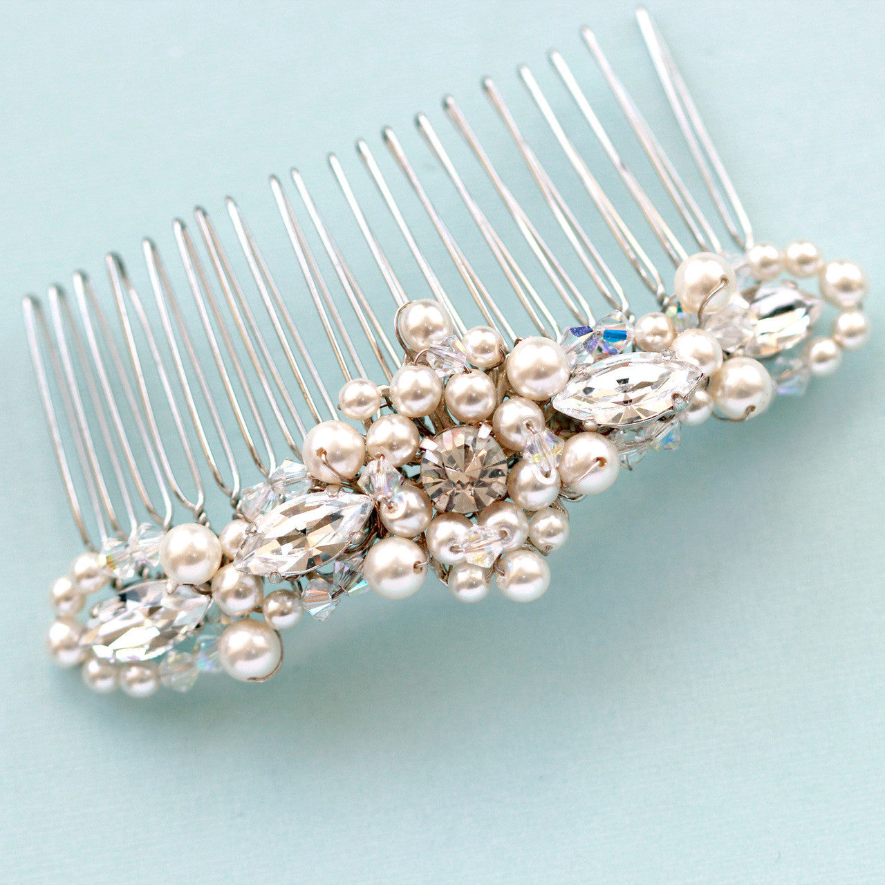 Whitney faux pearl and crystal comb