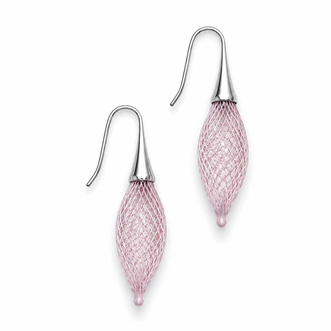 Mini Dusty Pink Epineuse Leaf Drop Earrings