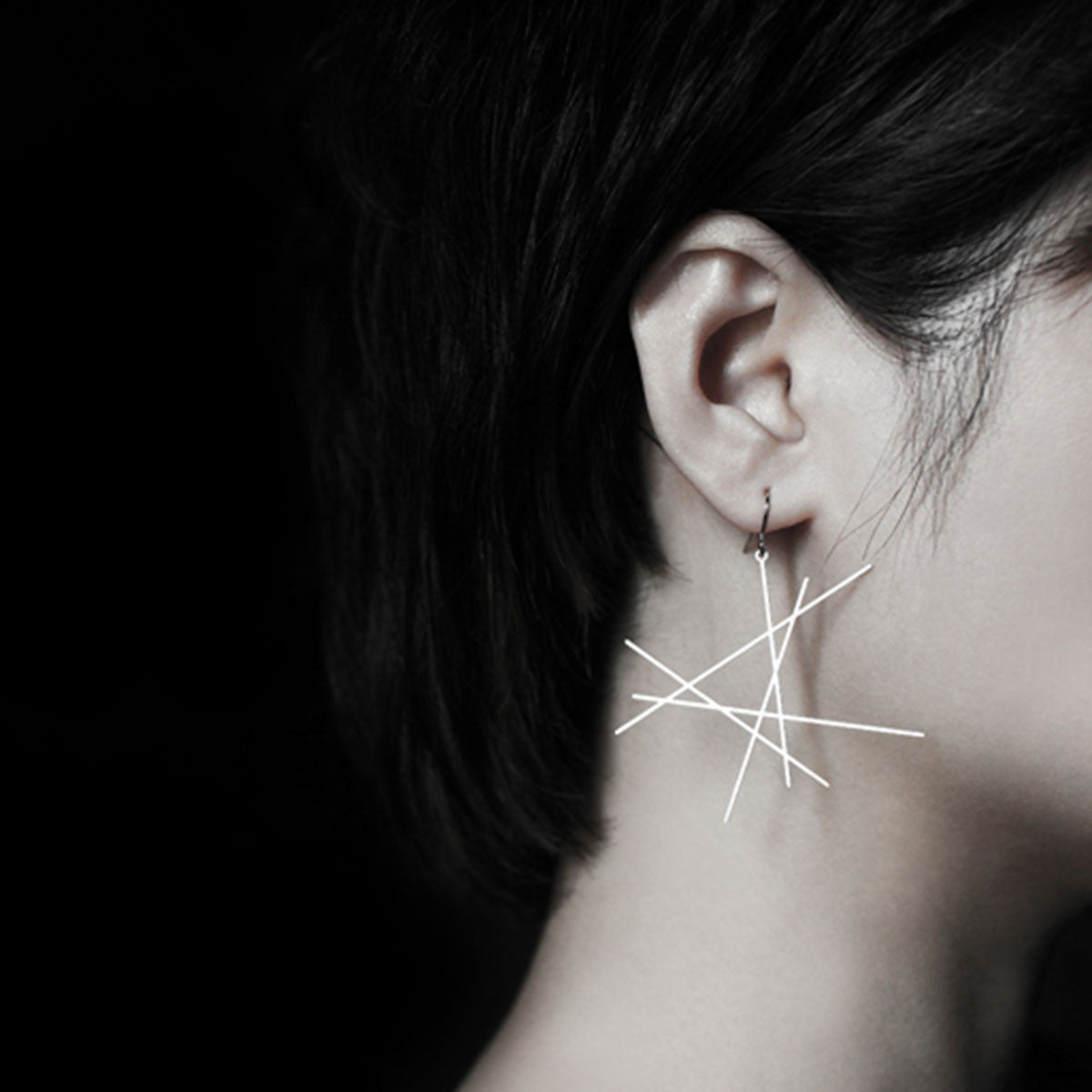 Moorigin Abstract Line Earrings Silver