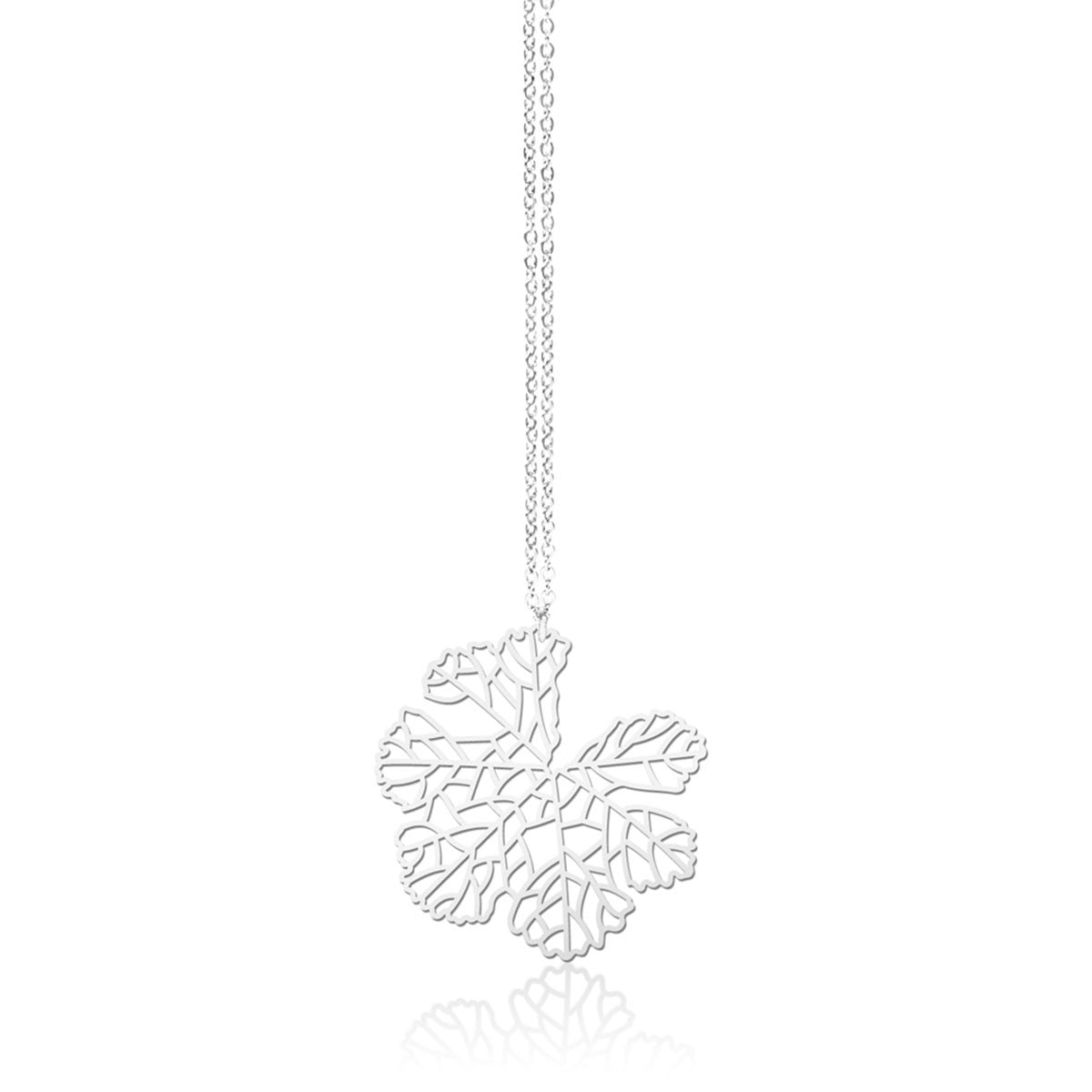 Moorigin_jewellery_necklace_pendant_silver_PVD_plating_skeleton_leaf_nature_inspired_made_in_Taiwan_stainless_steel