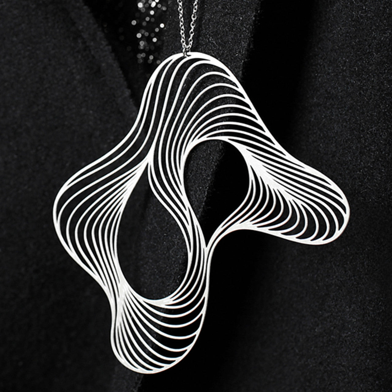 Moorigin Soft L Silver Large Pendant silver large expressive geometric necklace