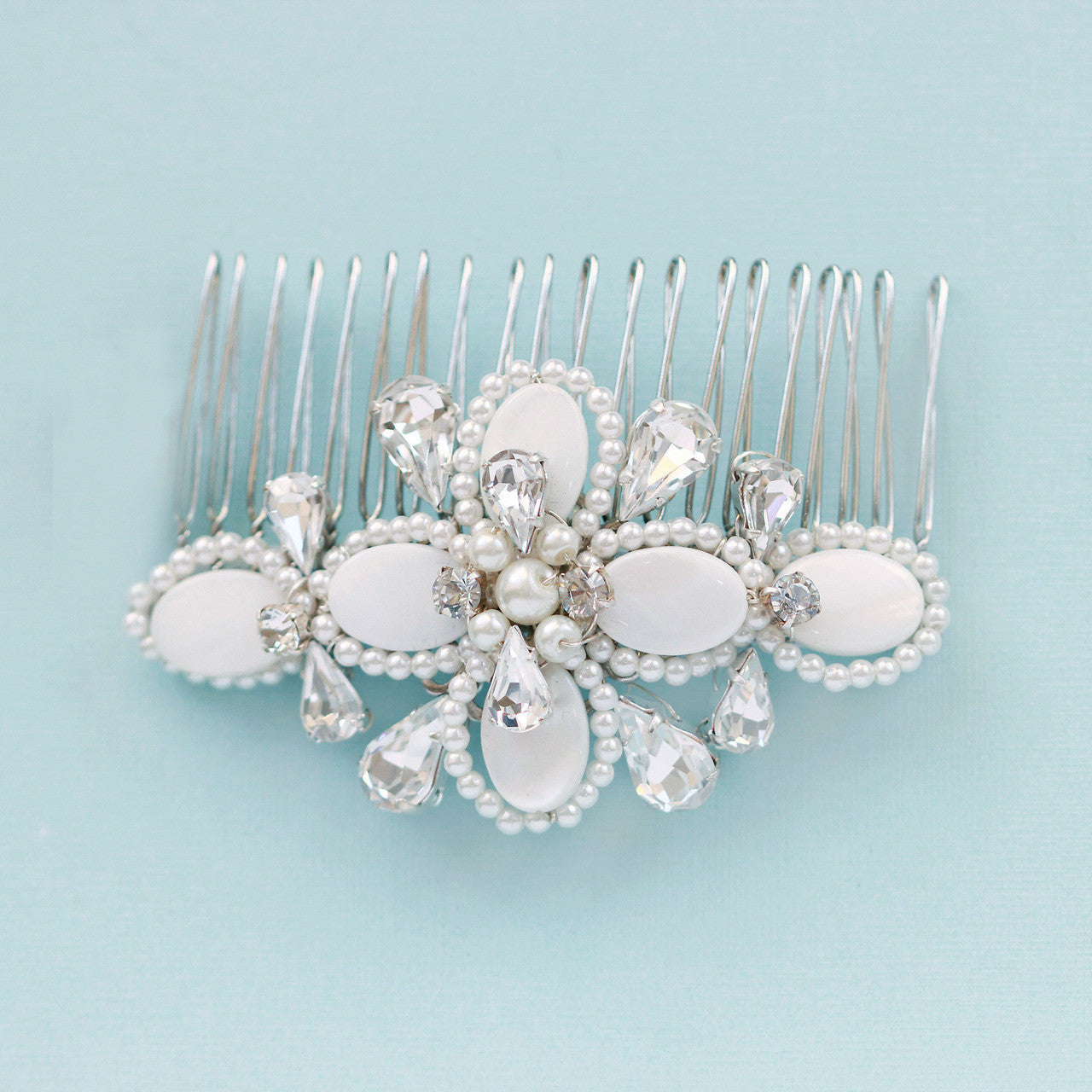 art deco mother shell pearl 20s wedding invory bridal hair comb
