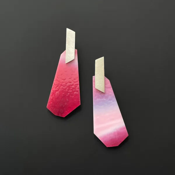 Pink Glass Cut Out Earrings