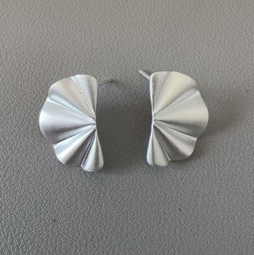 Sterling Silver Fan Stud Earrings