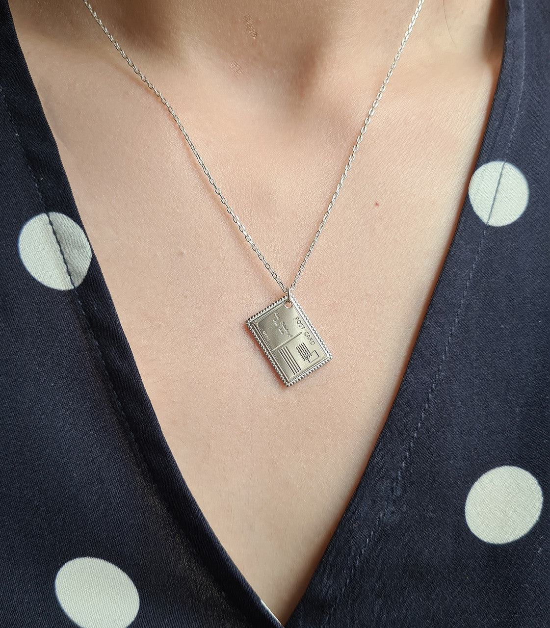 Love from Edinburgh postcard silver necklace