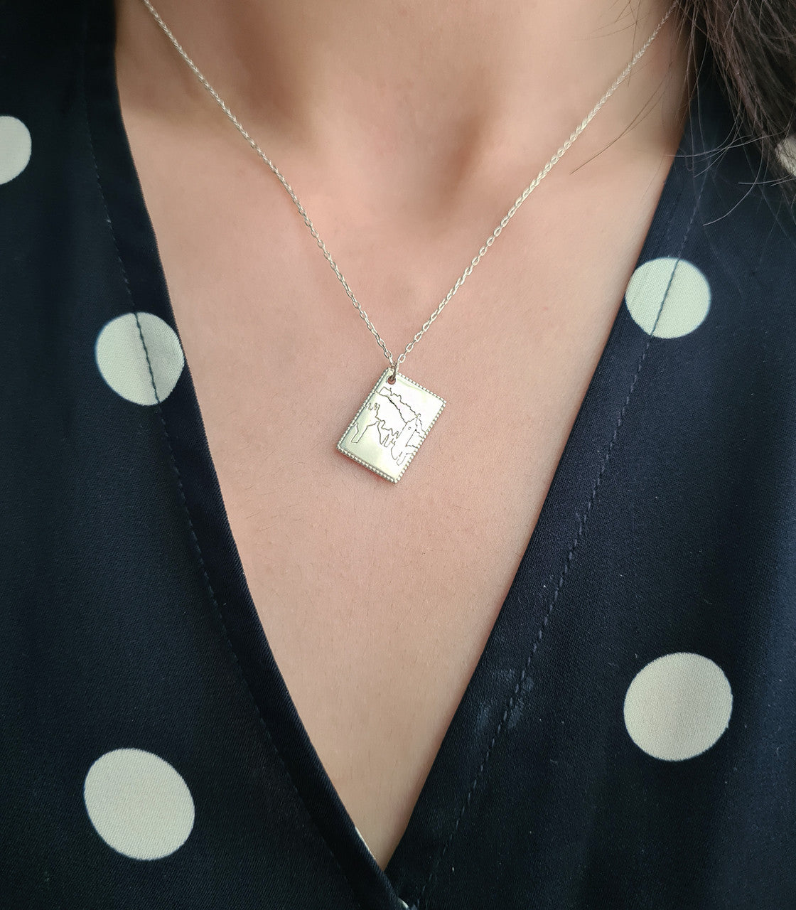 Love from Edinburgh postcard silver necklace