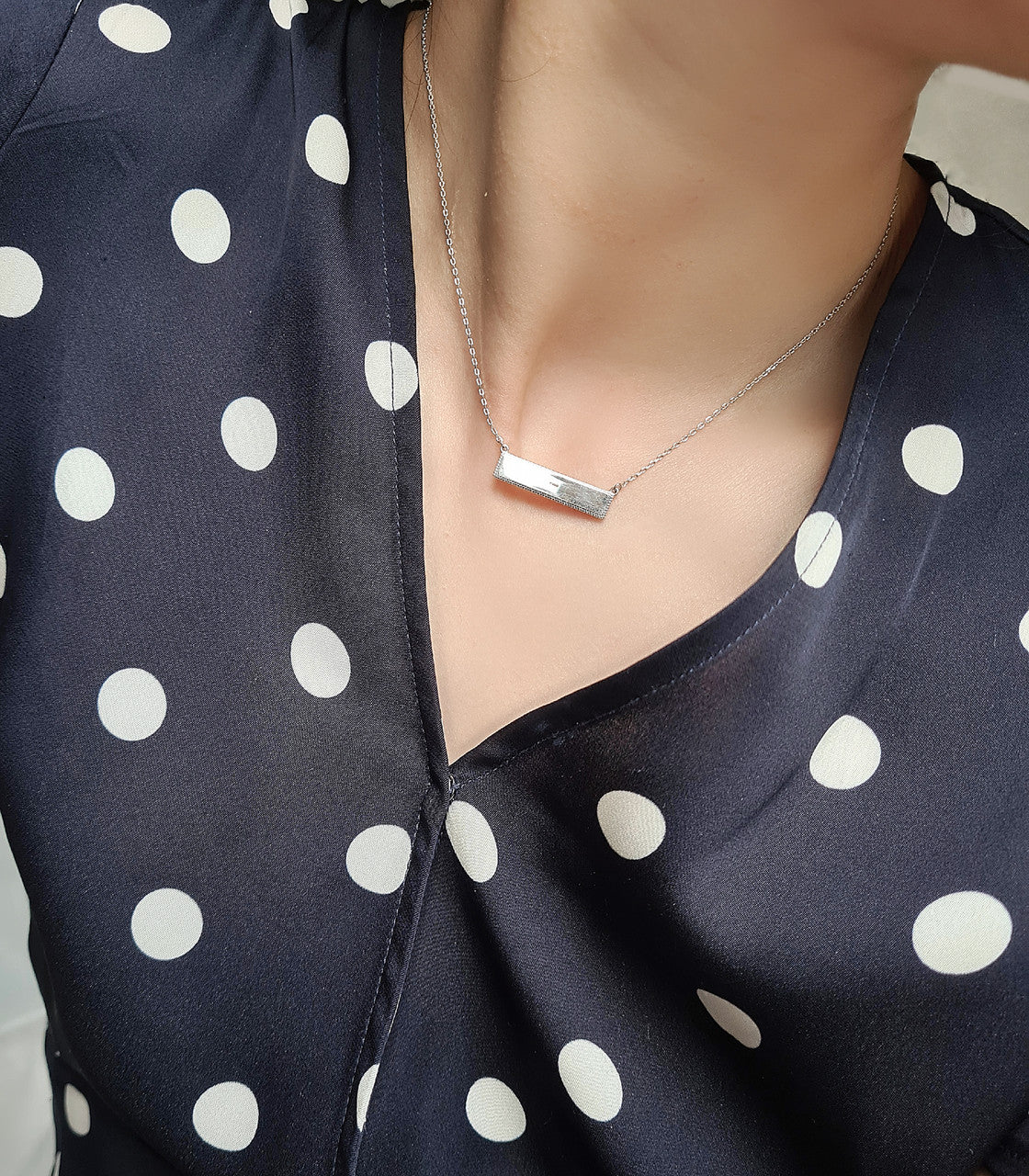 Facade of Balance Reversible Silver Necklace Facade of Balance Reversible Silver Necklace Janus script engraved