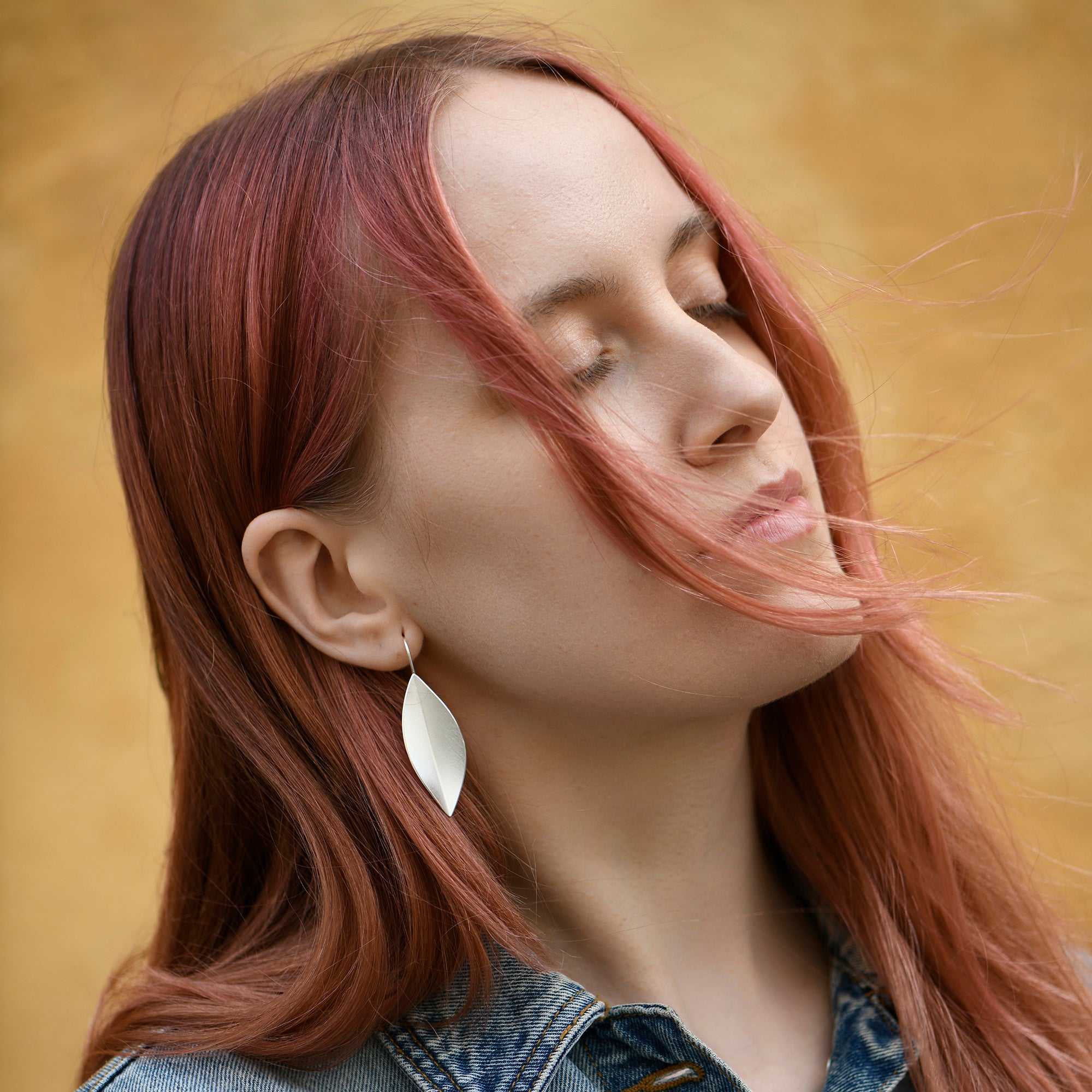 Large Silver Leaf Drop Earrings