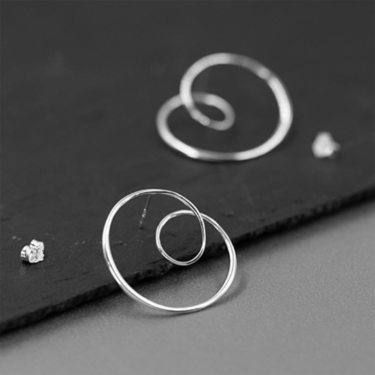 Sterling Silver Or Gold Plated Round Road Circle Earrings