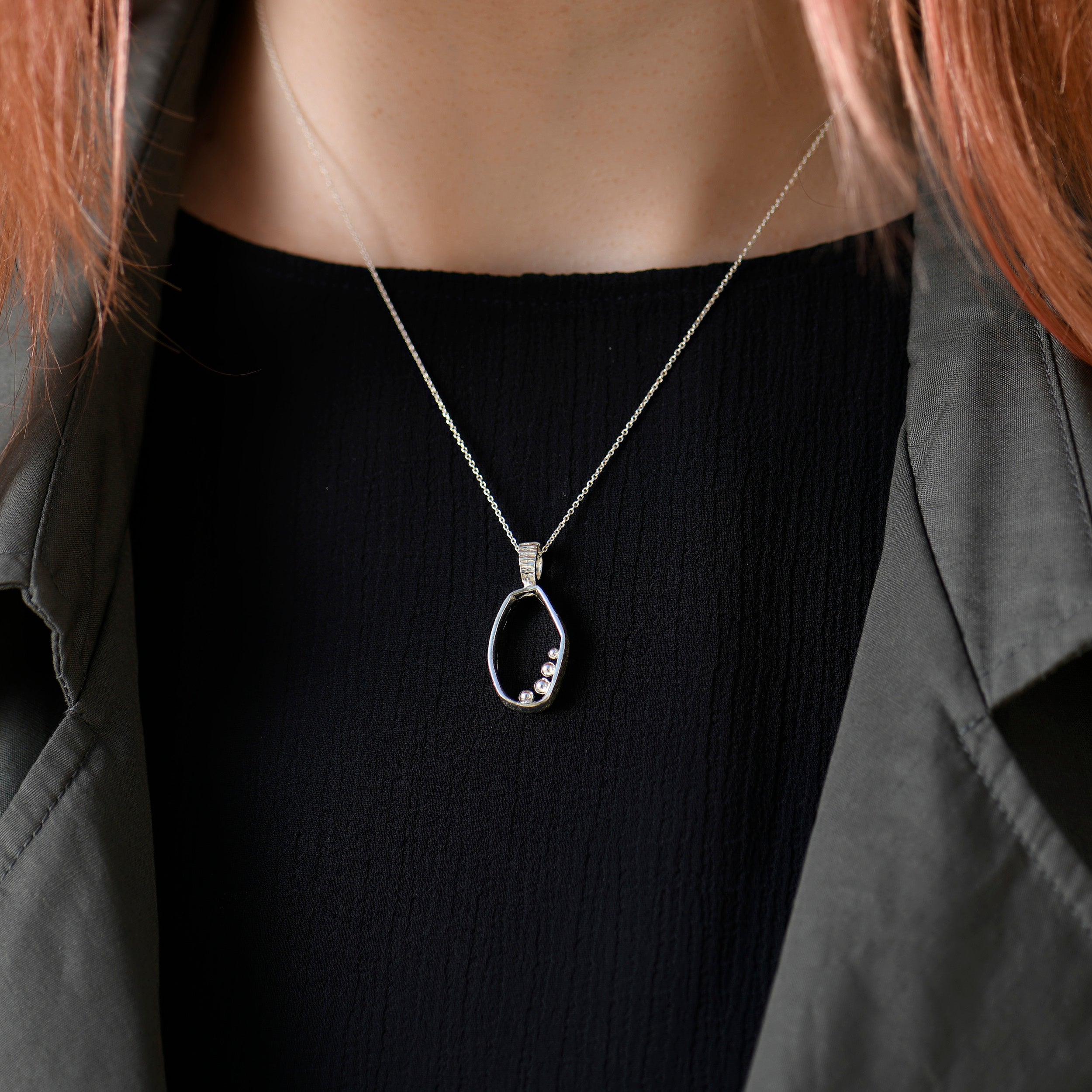 Sterling Silver Irregular Geometric Necklace