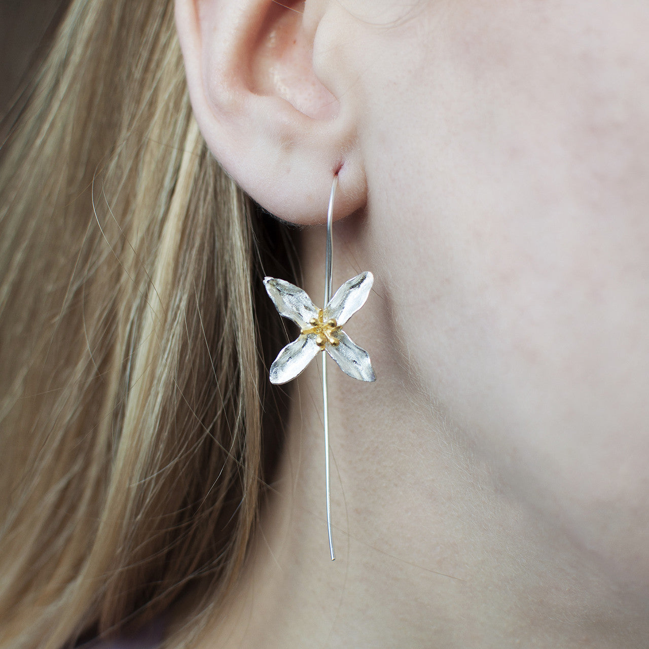 Sterling Silver Gold Plating Hooped 'Lily of Valley' Earrings