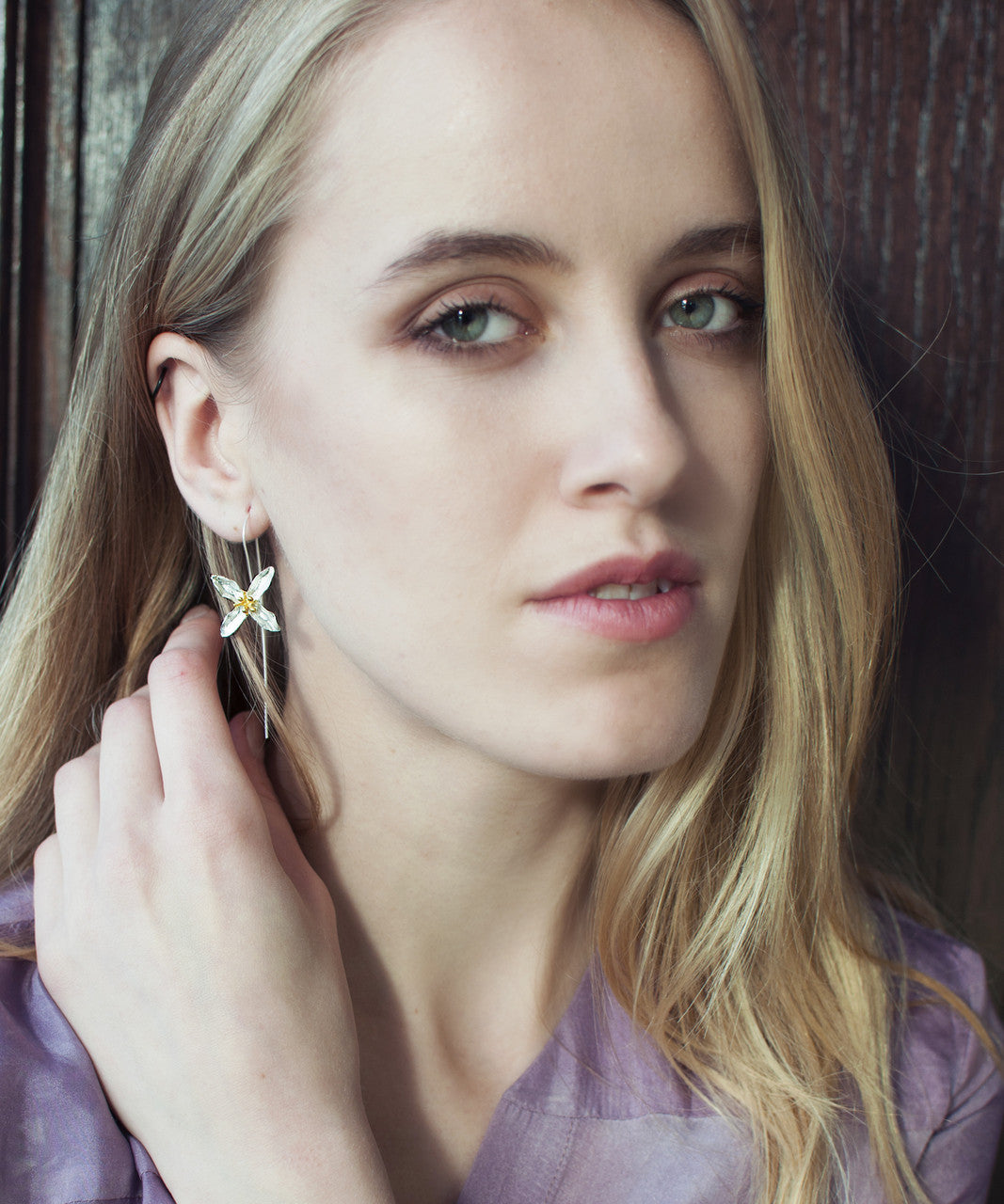 Sterling Silver Gold Plating Hooped 'Lily of Valley' Earrings