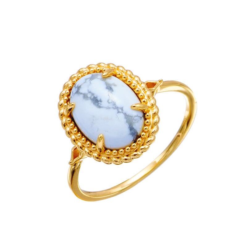 White Turquoise Oval Ring