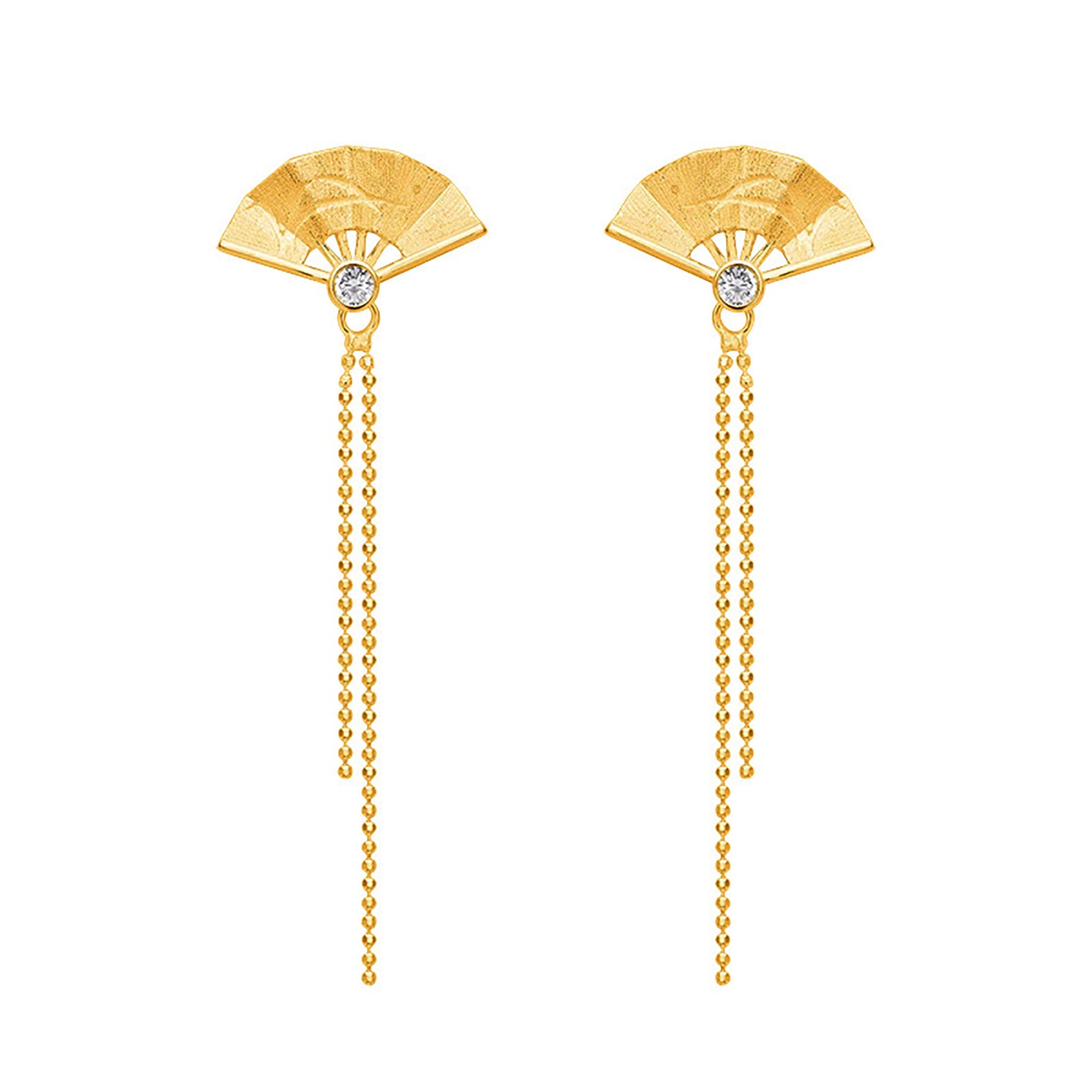 Long Fan Drop Earrings