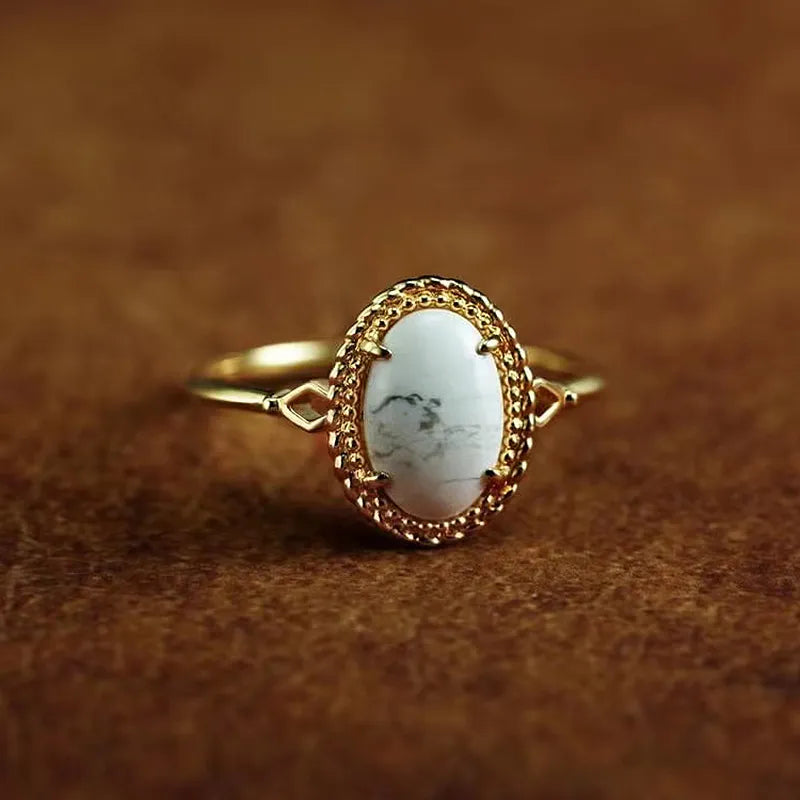 White Turquoise Oval Ring