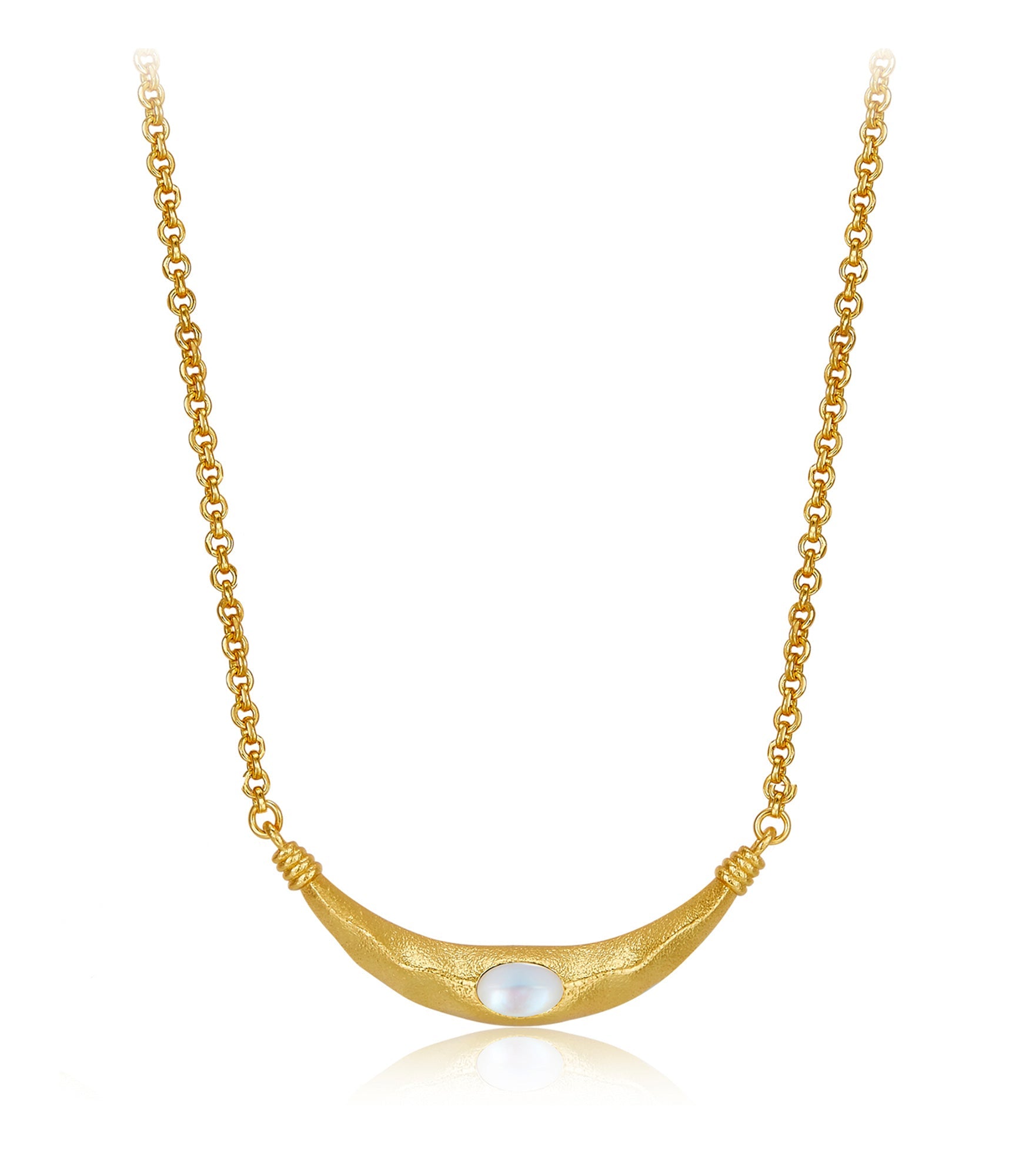 Anubis Mother Shell Pearl Crescent Necklace