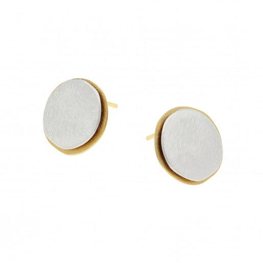 Deco Echo - Textured Gold and Silver Stud Earrings