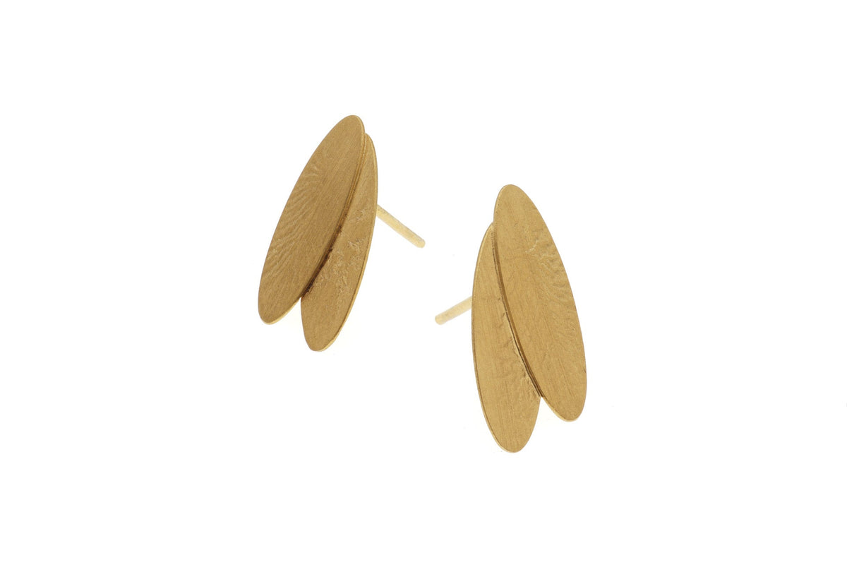 Gold Oval Textured Earrings