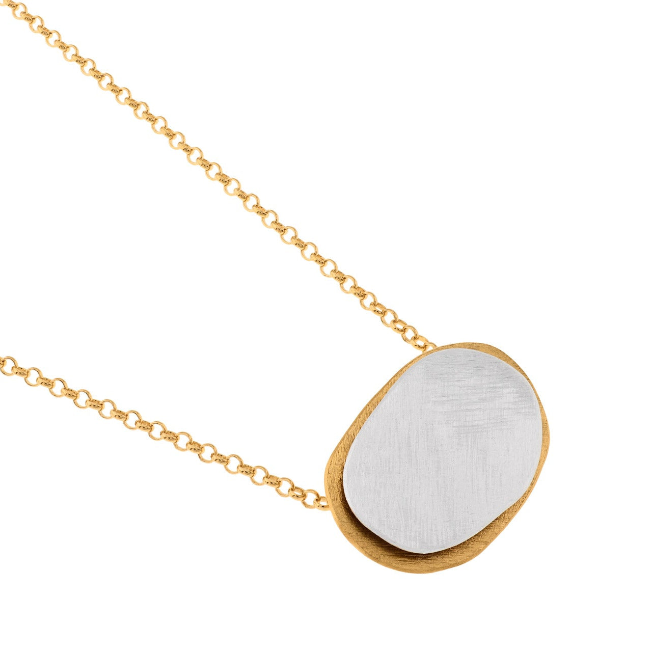 Mixed Tone Oval Pebble Necklace