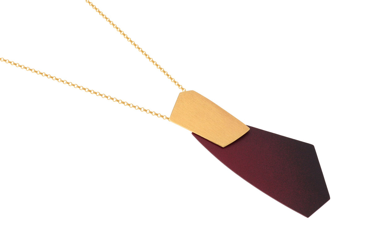 Gold and Red Geometric Necklace
