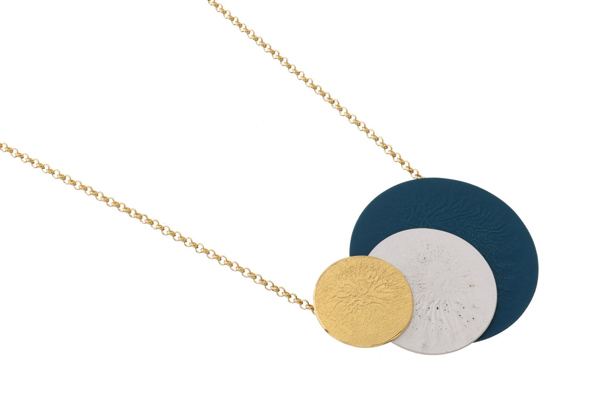 Sea Green Gold Moon Necklace
