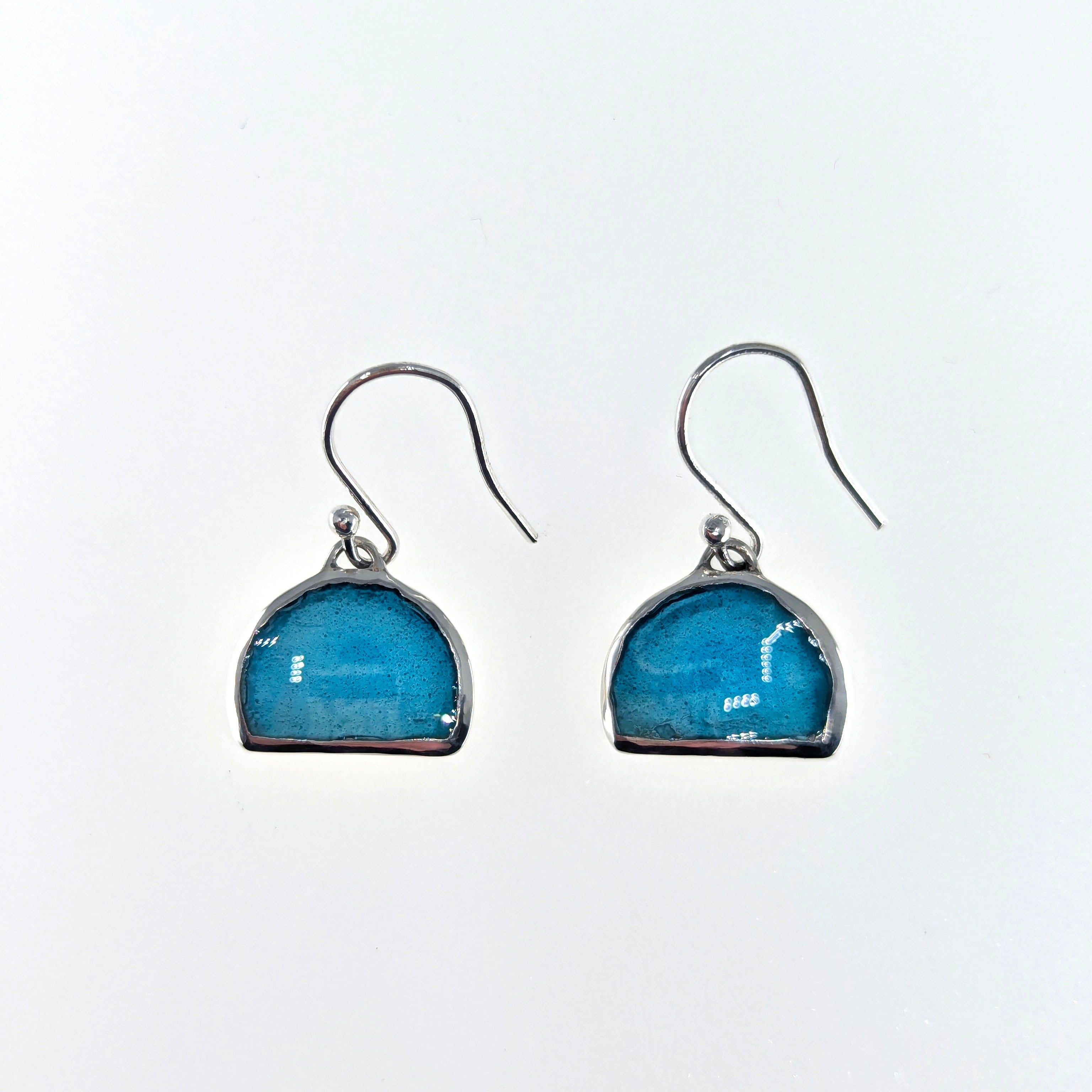 Blue Crescent Earrings