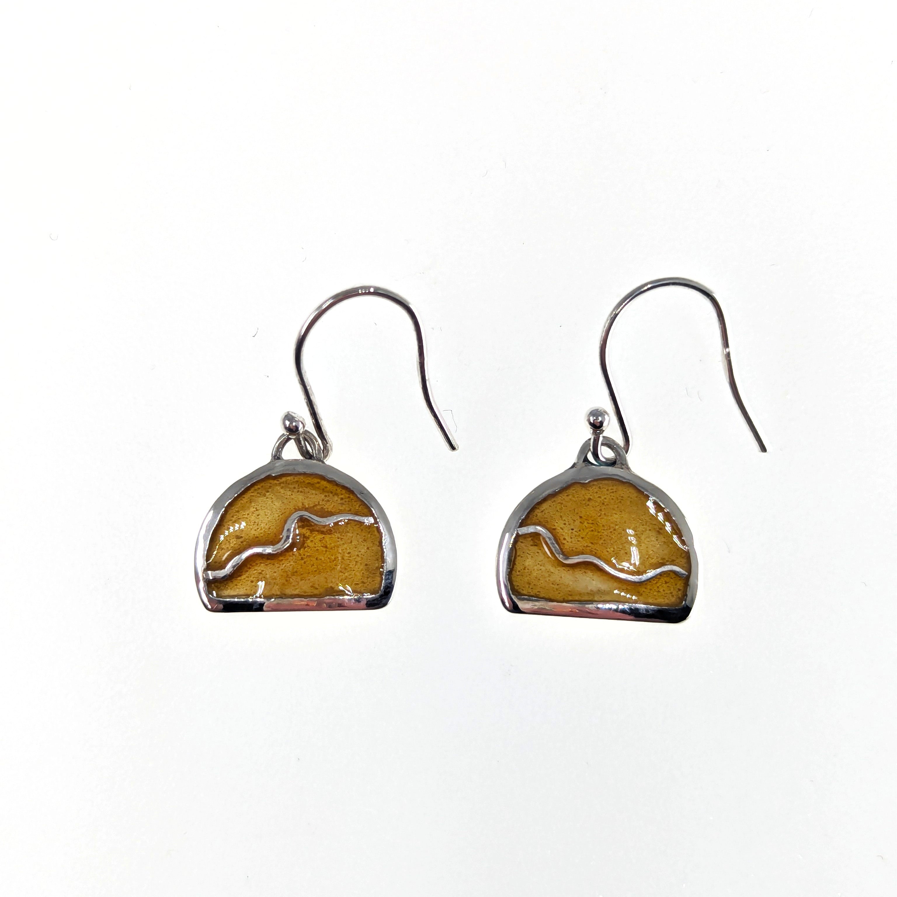 Yellow Landscape Wire Earrings