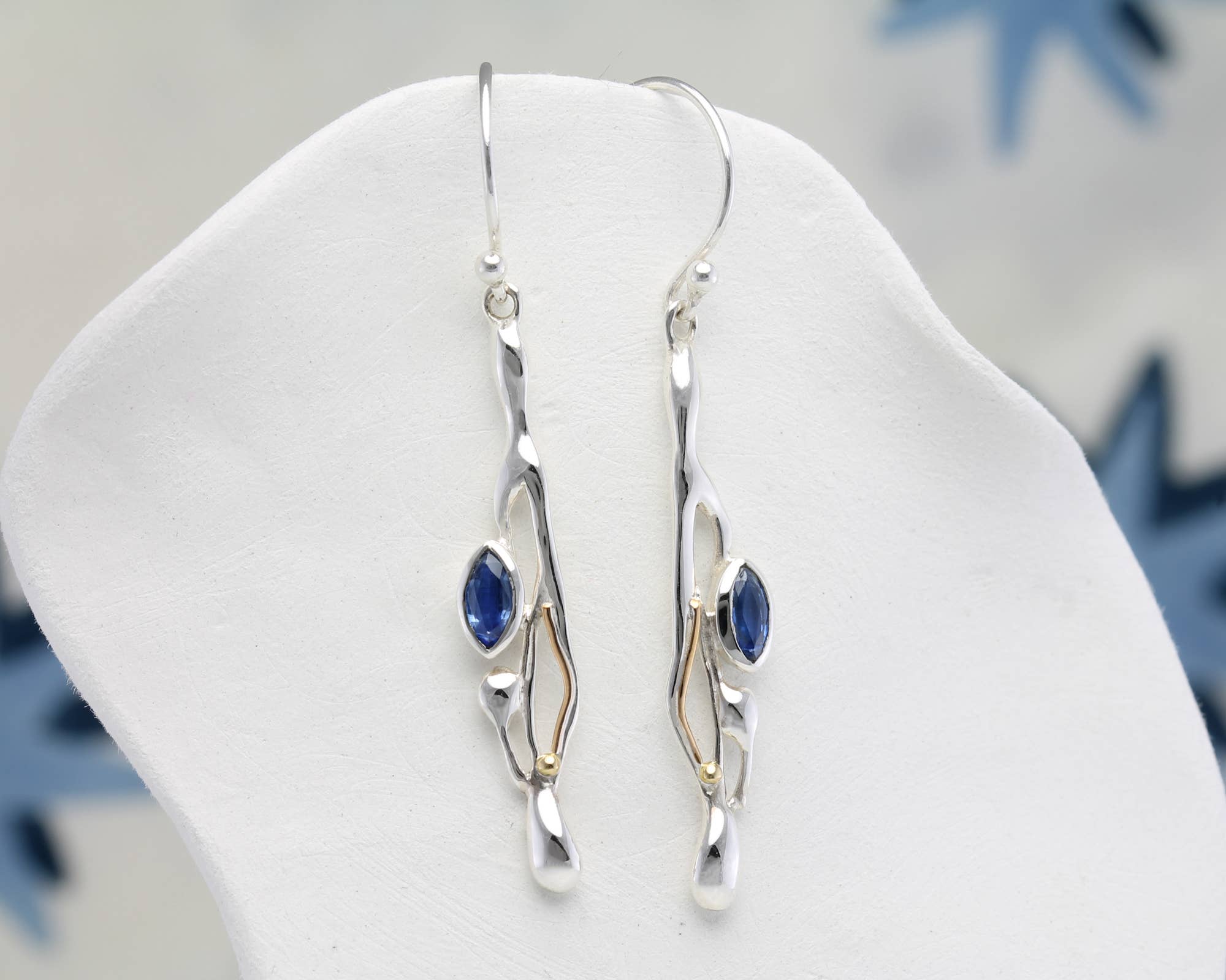 Handmade Sterling Silver Kyanite Drop Earrings