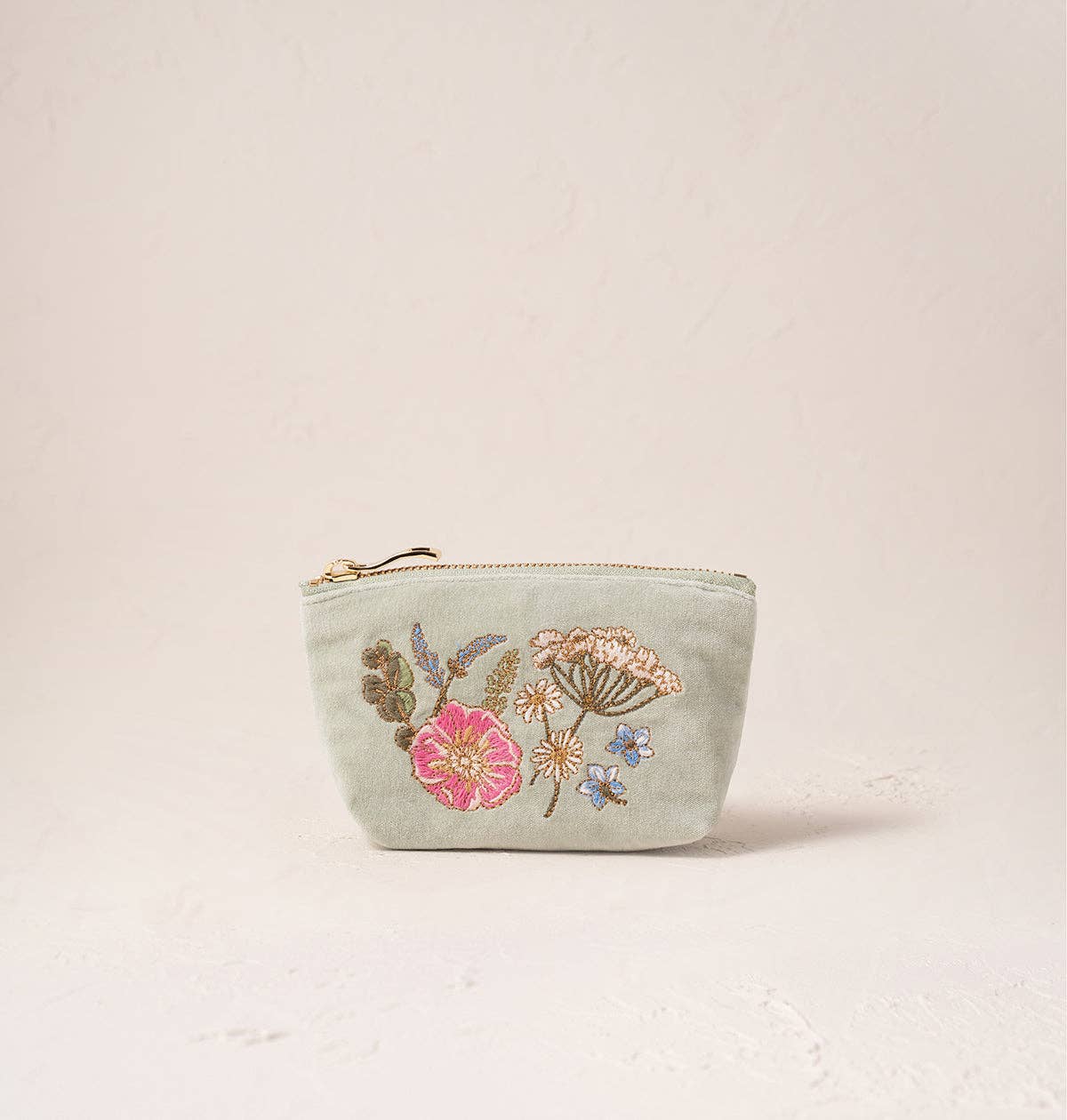 Pressed Flowers Coin Purse - Light Green