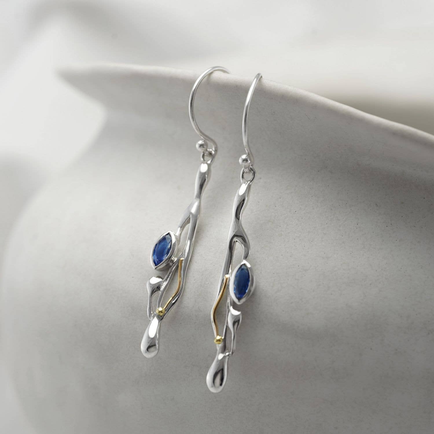 Handmade Sterling Silver Kyanite Drop Earrings