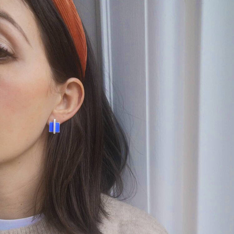 Square and Bar Studs - Dark Blue
