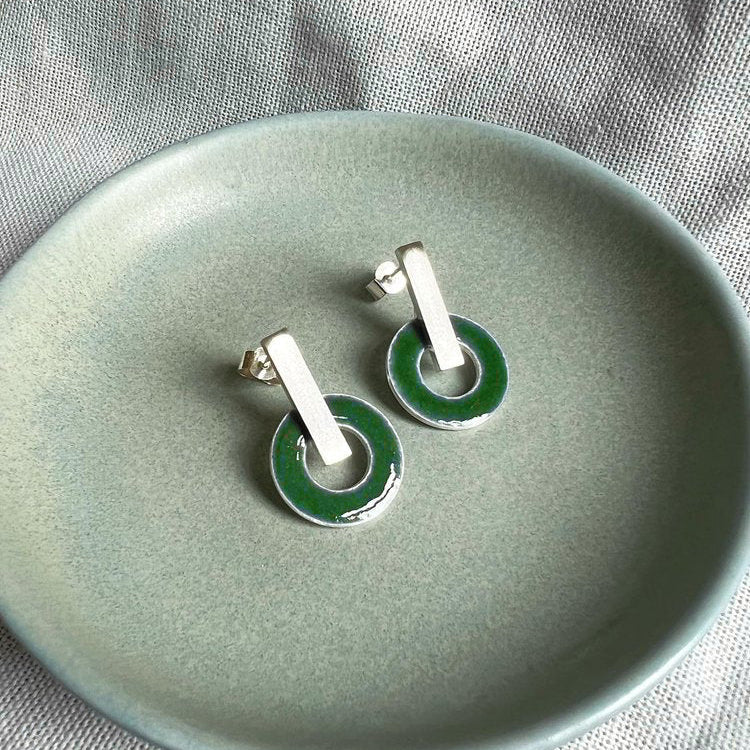 Bar and Enamel Circle Drops