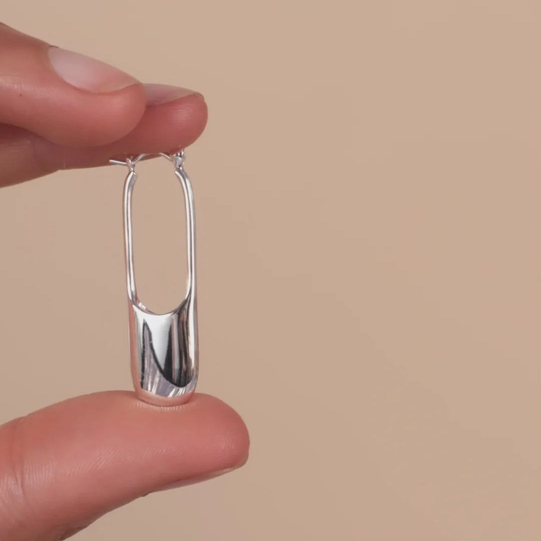 Streamline Silver Long Hoops