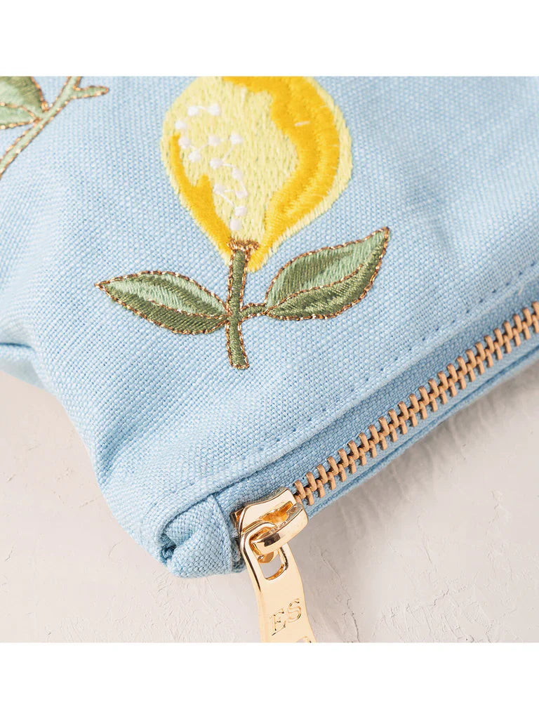 Elizabeth Scarlett French Blue Lemon Cotton Everyday Pouch