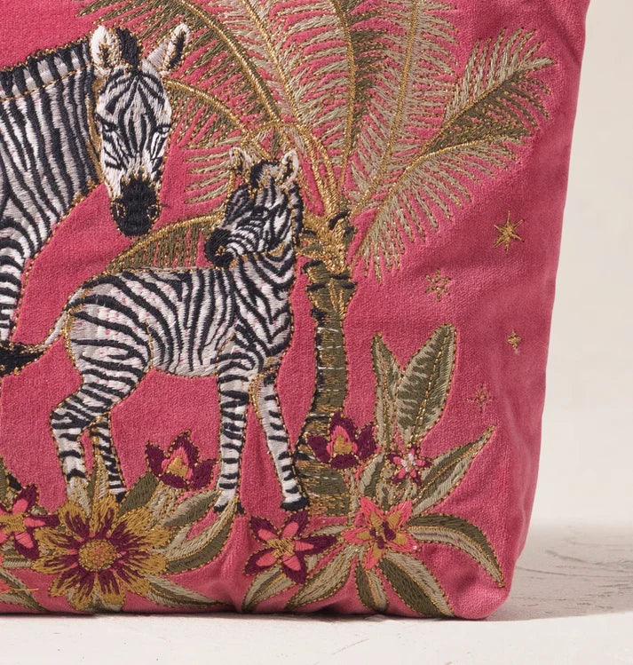 Botanical Zebra Velvet Everyday Pouch