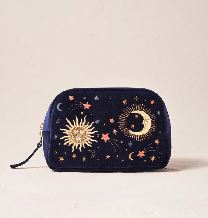 Celestial Navy Velvet Makeup Bag